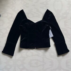 FRAME Black Velvet Sweetheart Corset Top – S NWT
